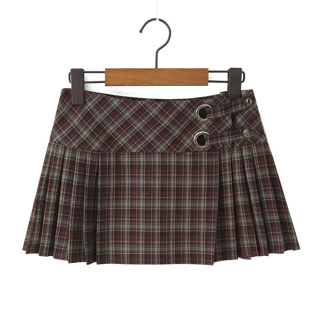 Versatile plaid high waisted skirt