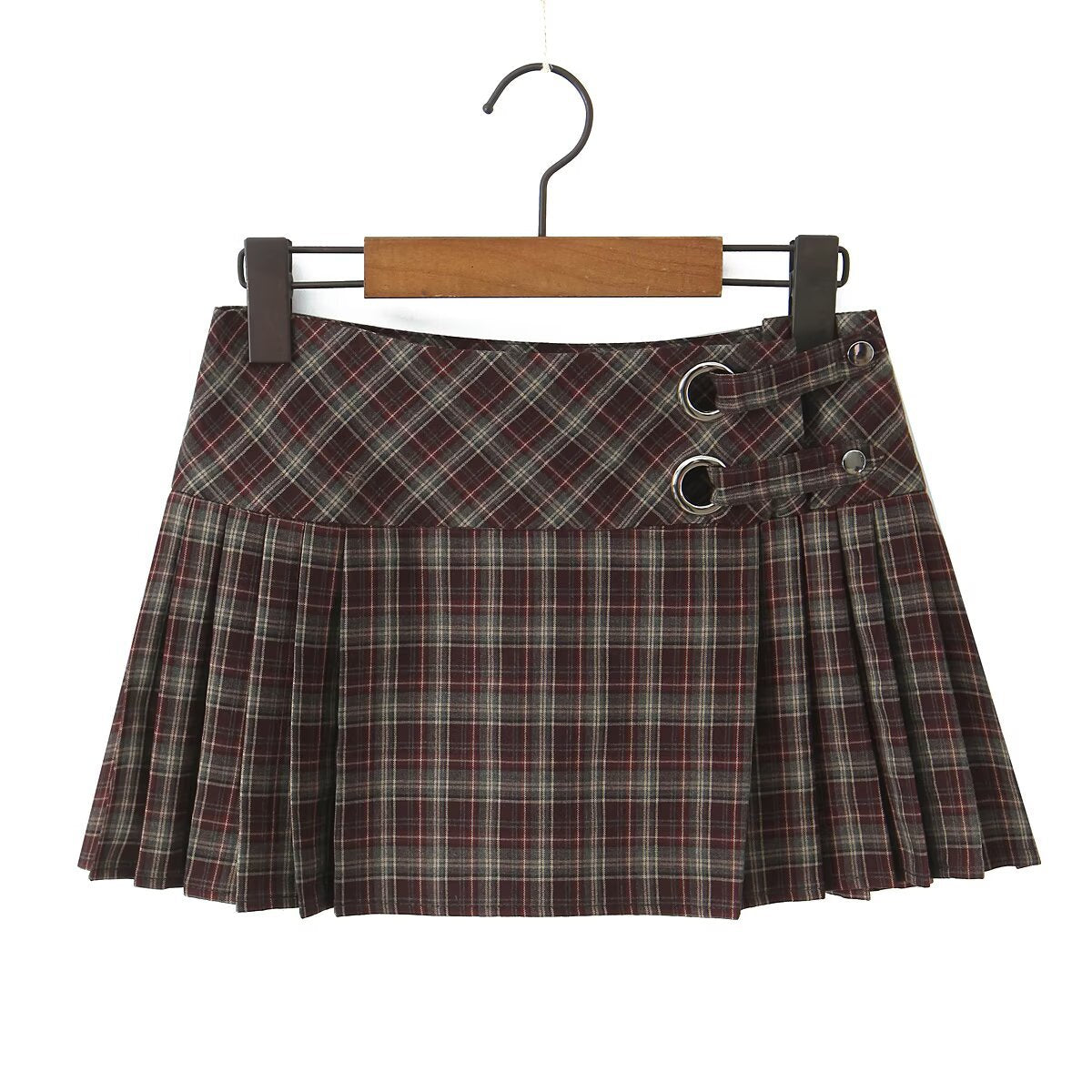Versatile plaid high waisted skirt