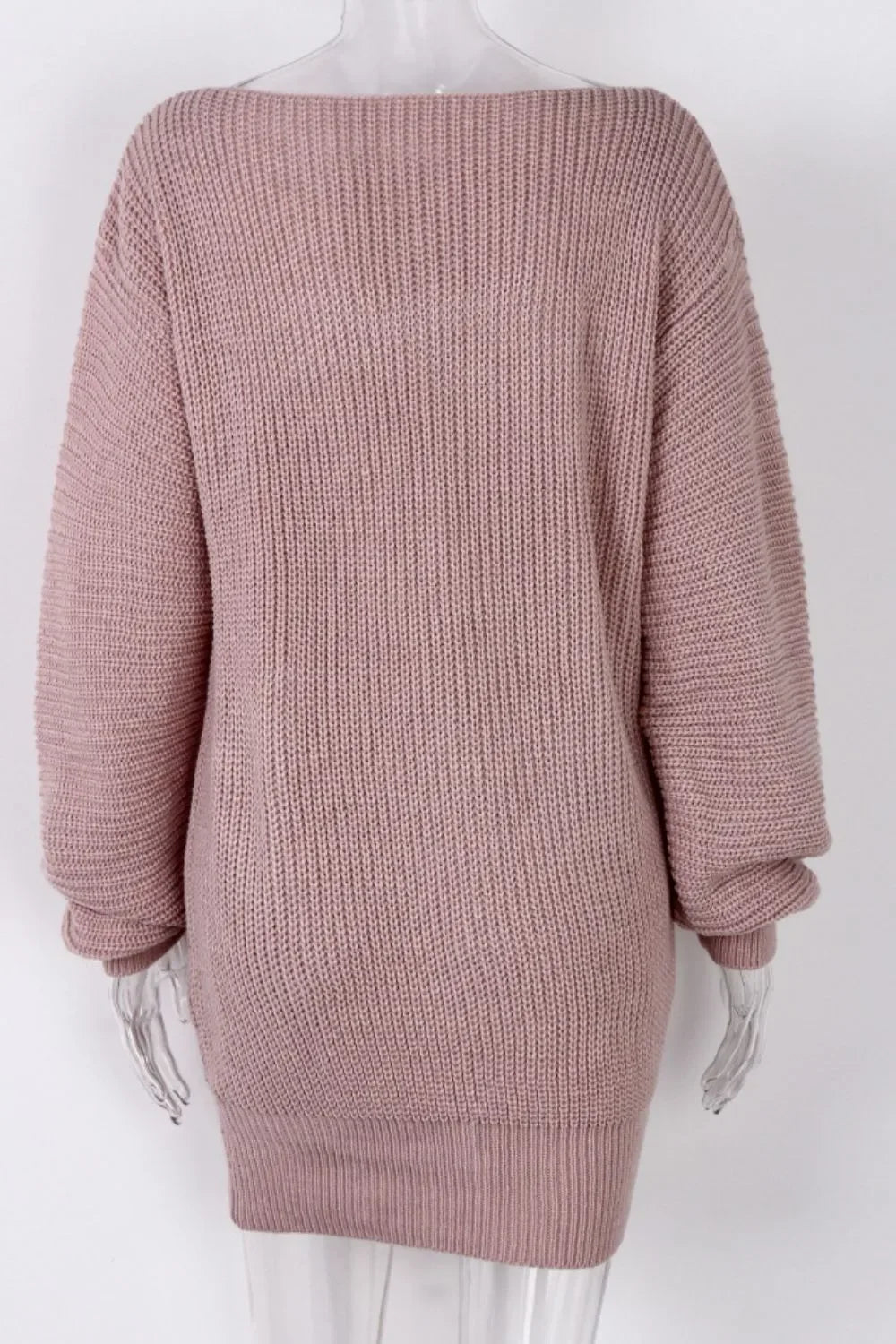Boat Neck Long Sleeve Mini Sweater Dress - tif-shop24.de