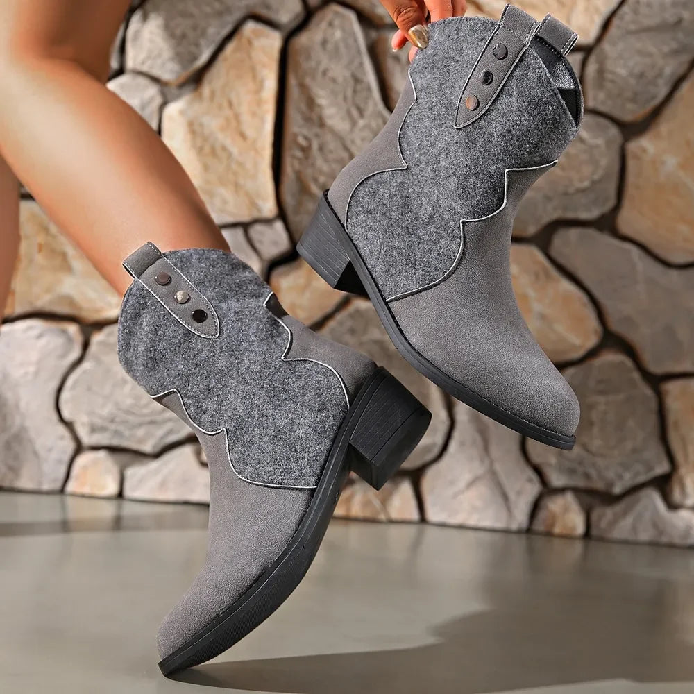 Suede Point Toe Block Heel Boots - tif-shop24.de