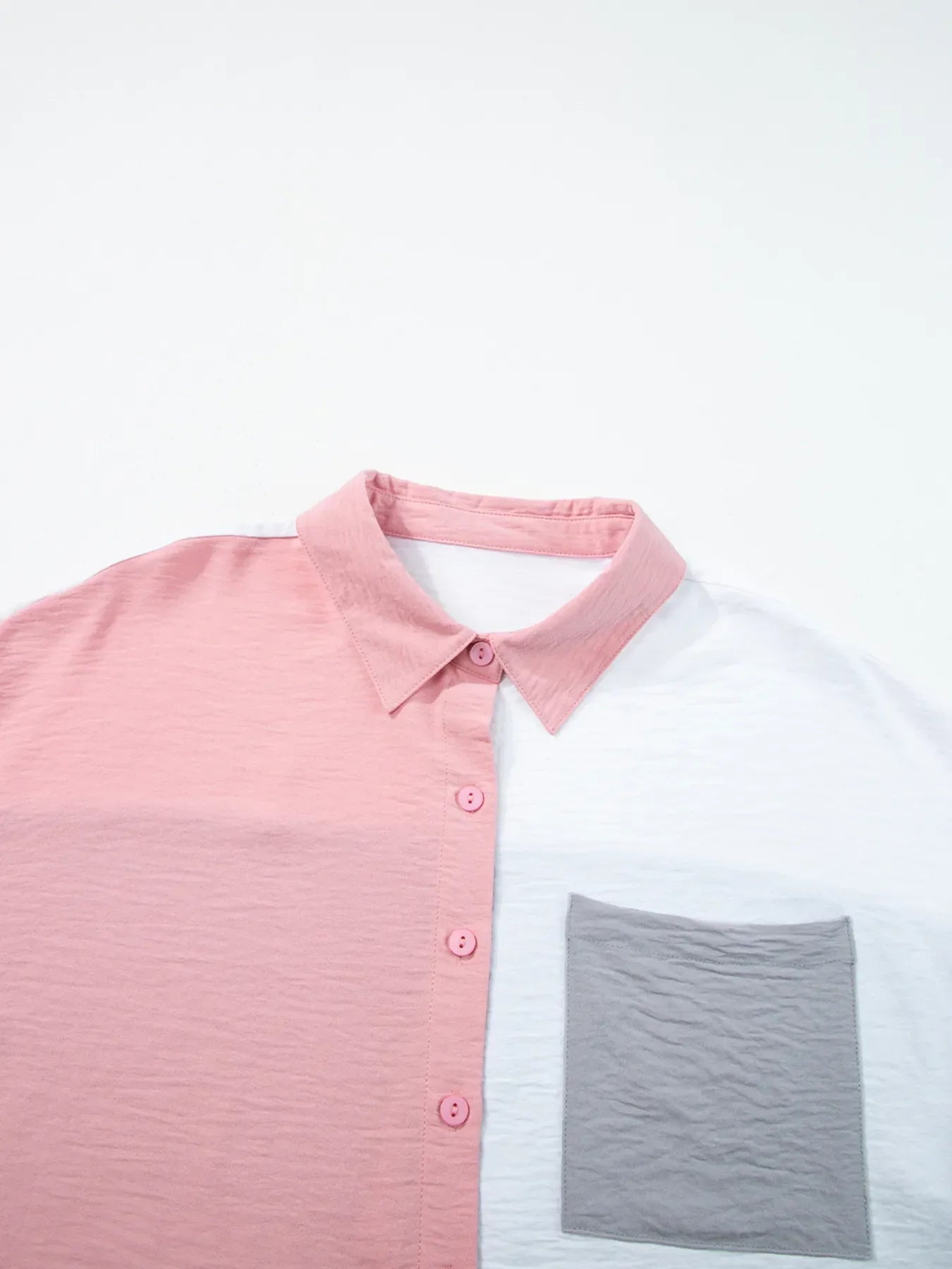 Color Block Oversized Button-Up Shirt with Chest Pocket - tif-shop24.de