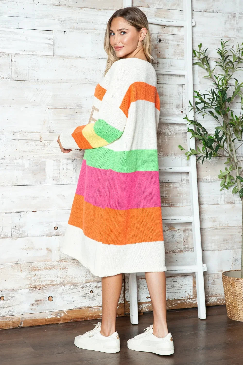 Color Block V-Neck Long Sleeve Sweater Dress - tif-shop24.de