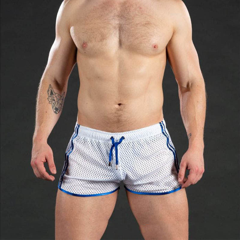 Fitness Fashion Mesh Muscle Training Shorts Men Quick-Dry Breathable Lightweight 3/4 Pants Beach Summer Style