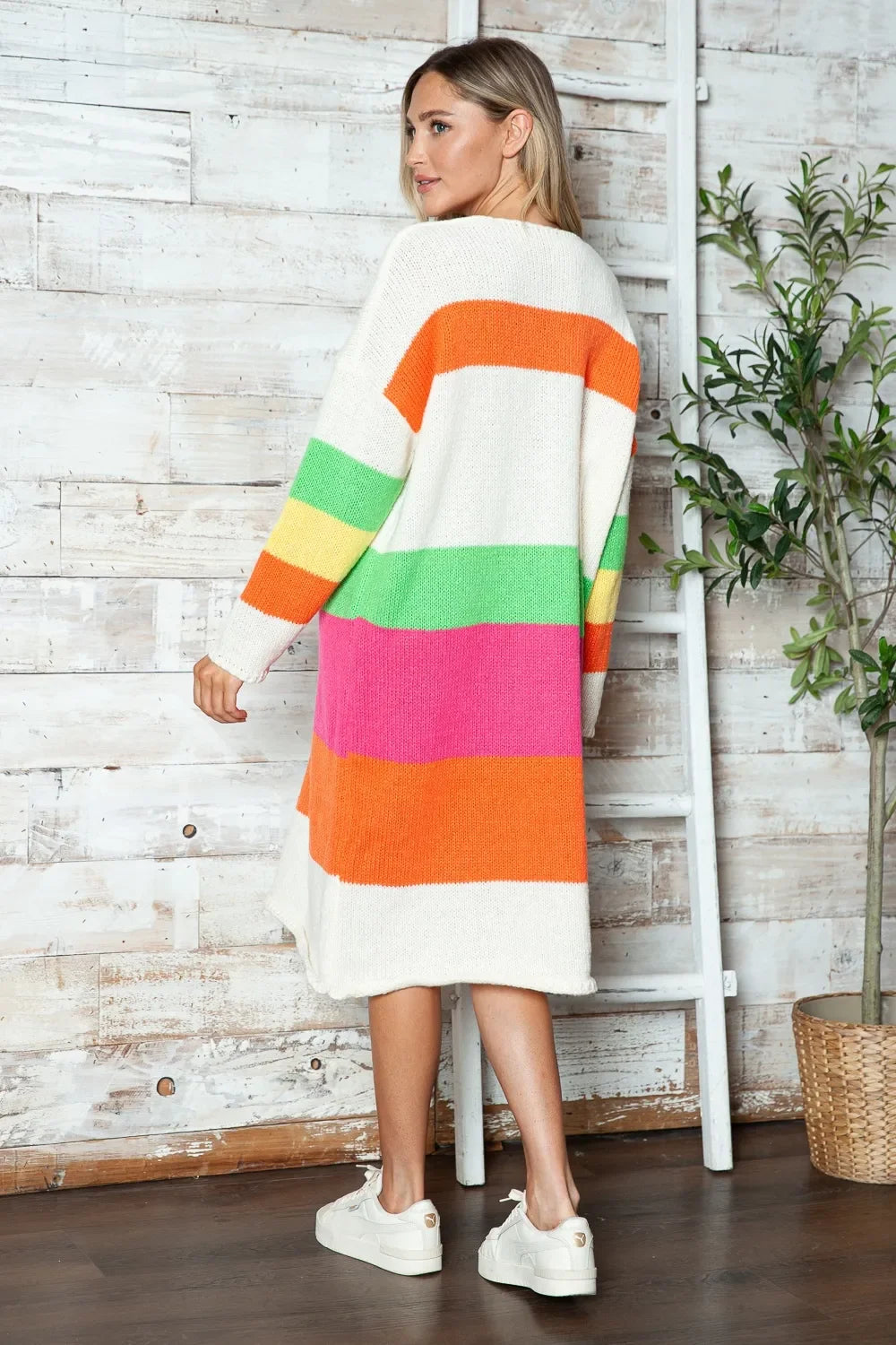 Color Block V-Neck Long Sleeve Sweater Dress - tif-shop24.de