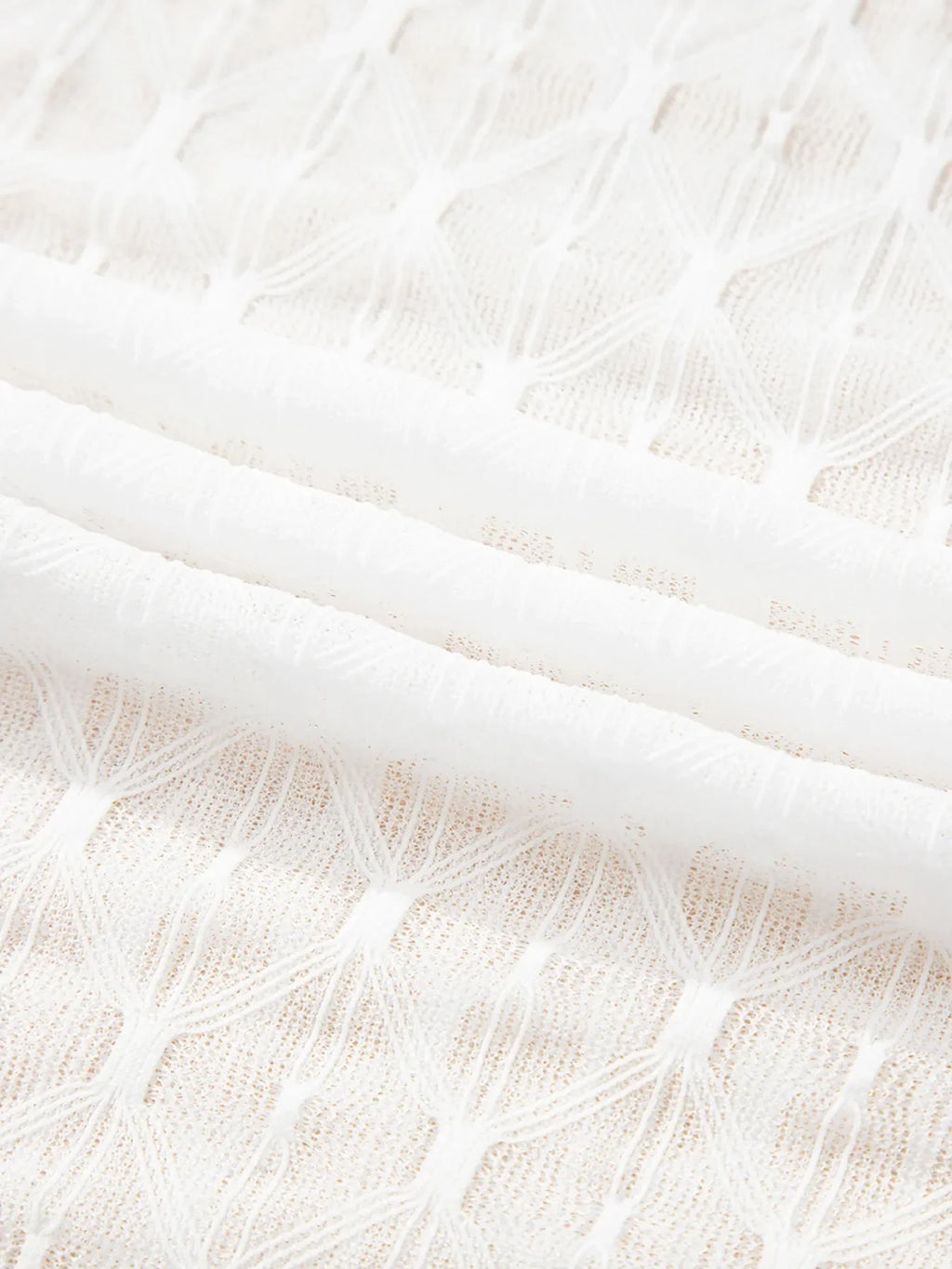 Sheer Mesh Patterned Lettuce Trim Slim Long Sleeve Top - tif-shop24.de