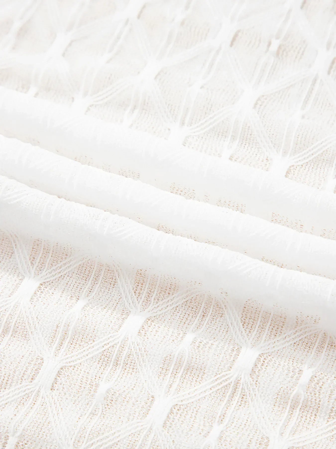 Sheer Mesh Patterned Lettuce Trim Slim Long Sleeve Top - tif-shop24.de