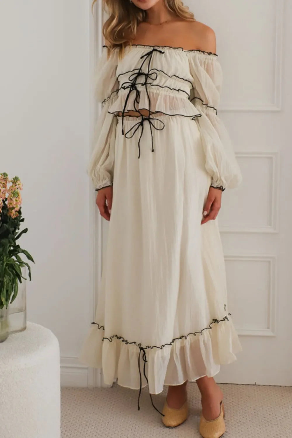 Off-Shoulder Top and Skirt Set - tif-shop24.de