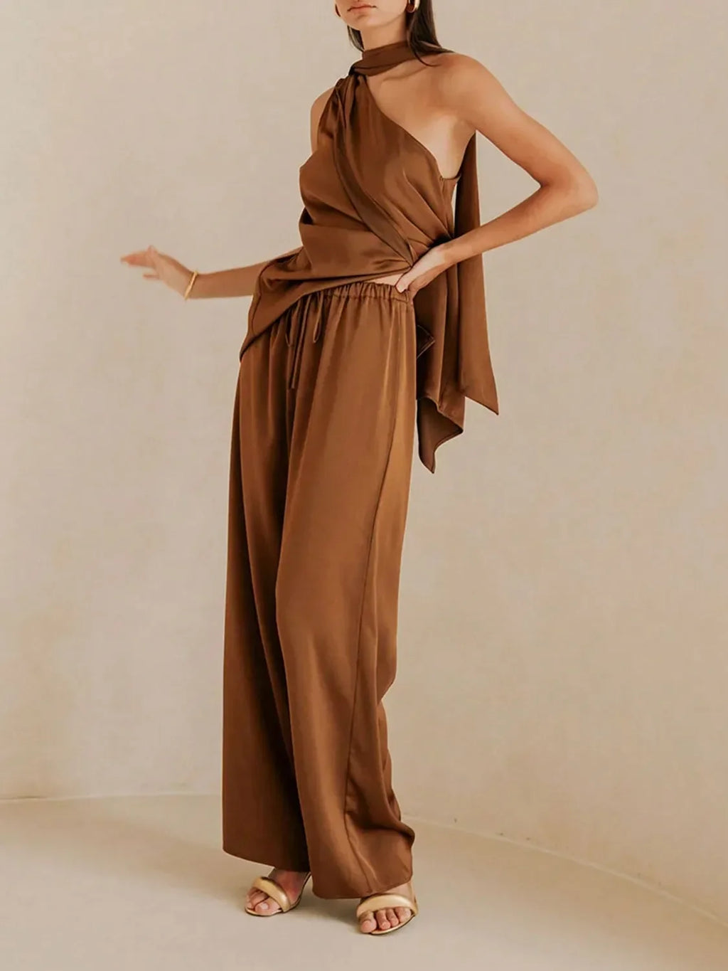 Single Shoulder Top and Pants Set - tif-shop24.de