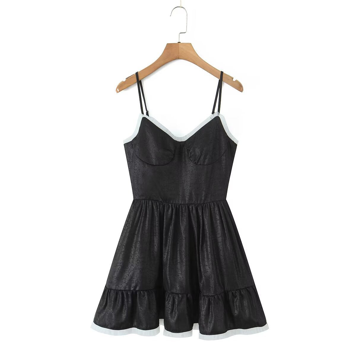 Lace embellished fluffy camisole dress