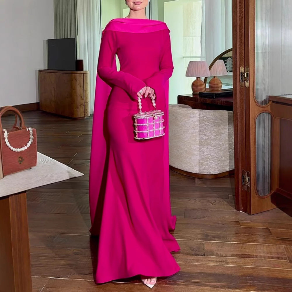 Sexy Backless Cape Strap Evening Dress