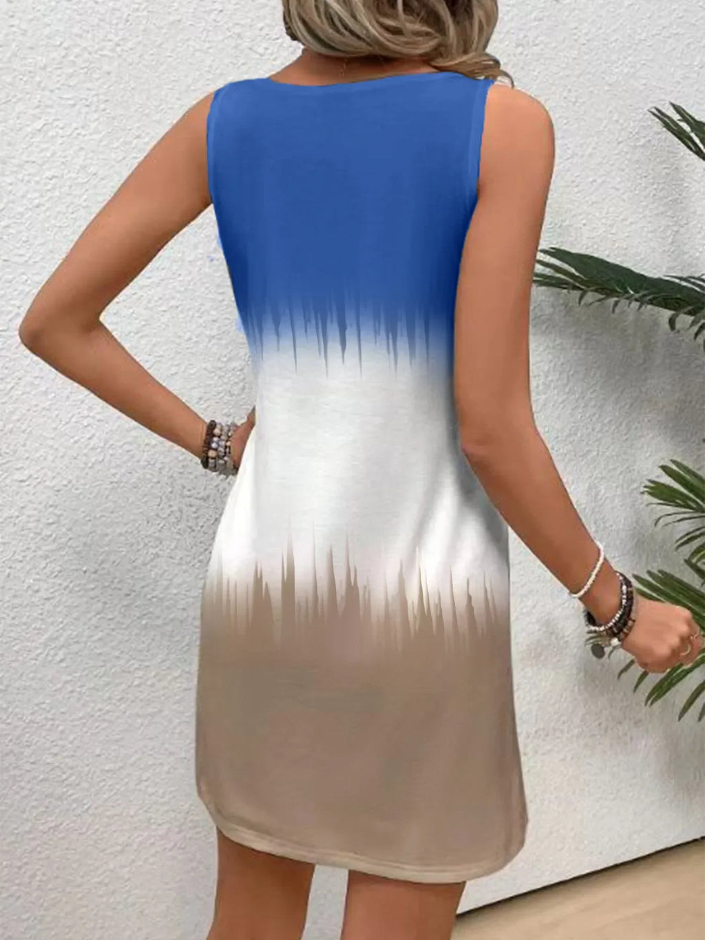 Color Block Round Neck Tank Dress - tif-shop24.de