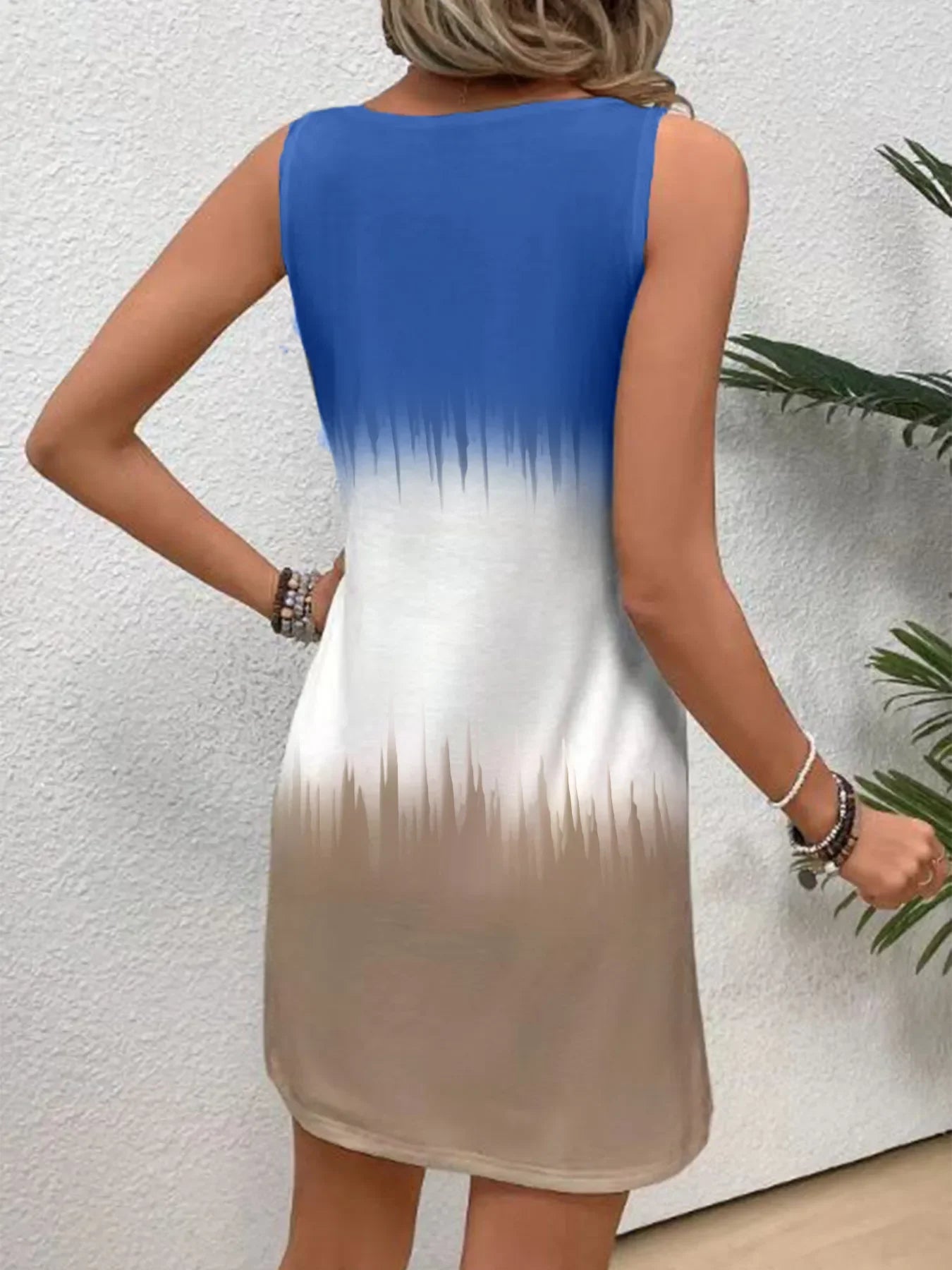 Color Block Round Neck Tank Dress - tif-shop24.de