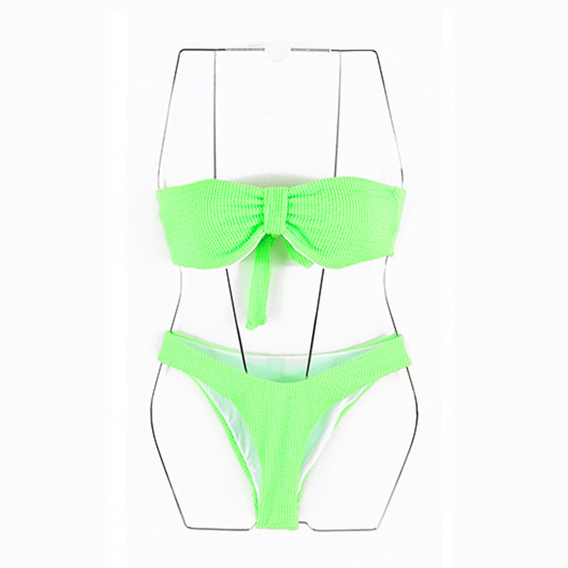 Solid Color Bikini Set for Women,  Back Design, Push-Up Support, Slim Fit