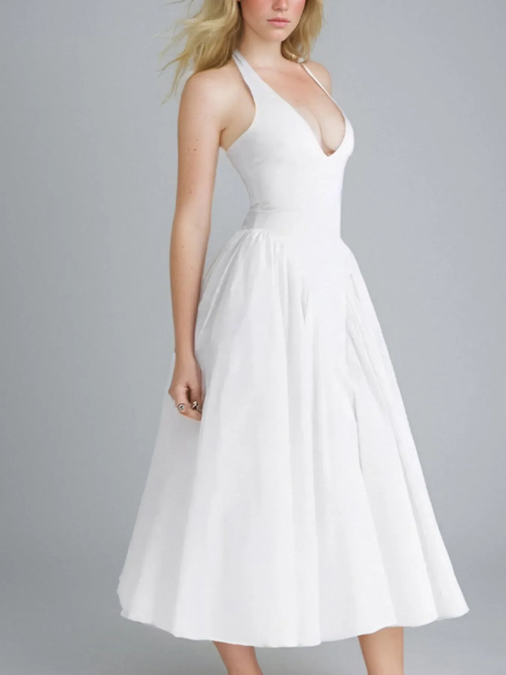 Full Size Ruched Halter Neck Midi Dress Plus Size - tif-shop24.de