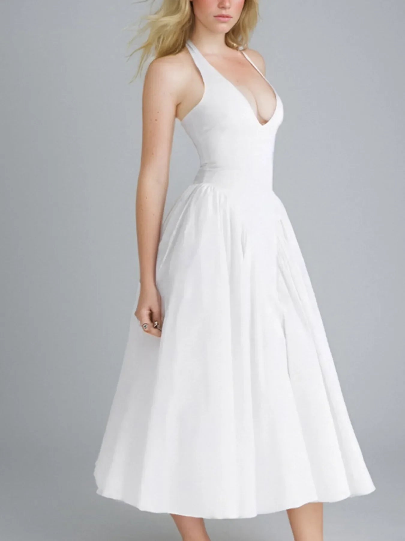 Full Size Ruched Halter Neck Midi Dress Plus Size - tif-shop24.de