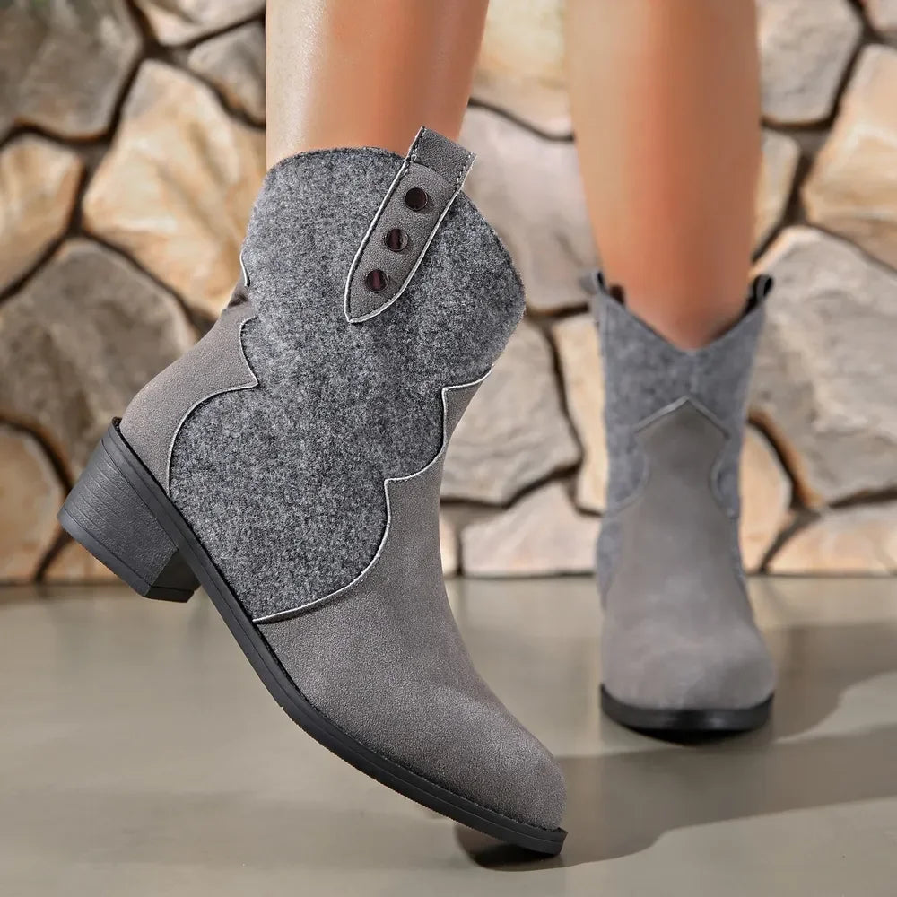Suede Point Toe Block Heel Boots - tif-shop24.de