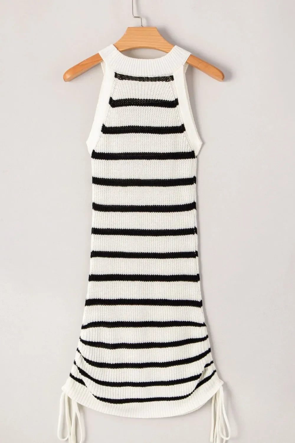 Contrast Striped Drawstring Detail Sleeveless Sweater Dress - tif-shop24.de