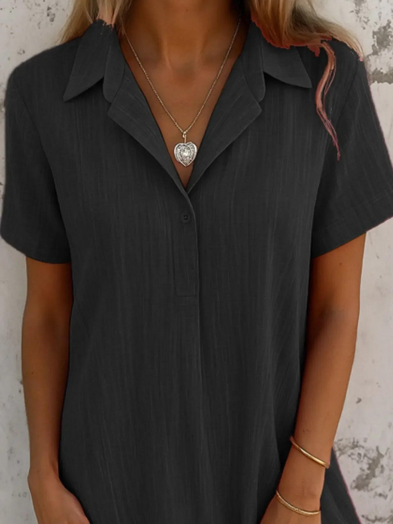 Full Size Short Sleeve Shirt Dress with Collar Plus Size - tif-shop24.de