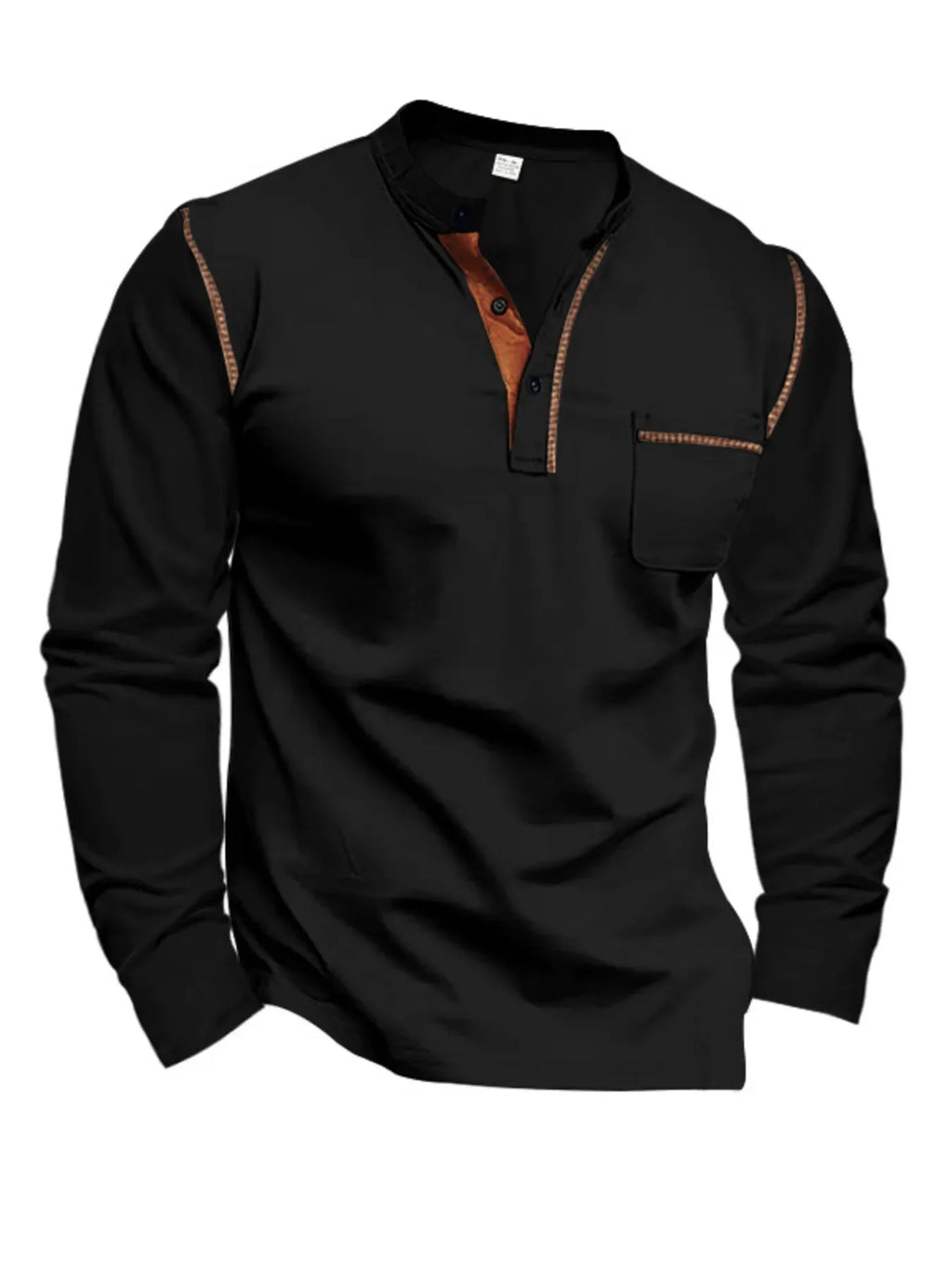 Men's Full Size Long Sleeve Polo with Contrast Trim Plus Size - tif-shop24.de