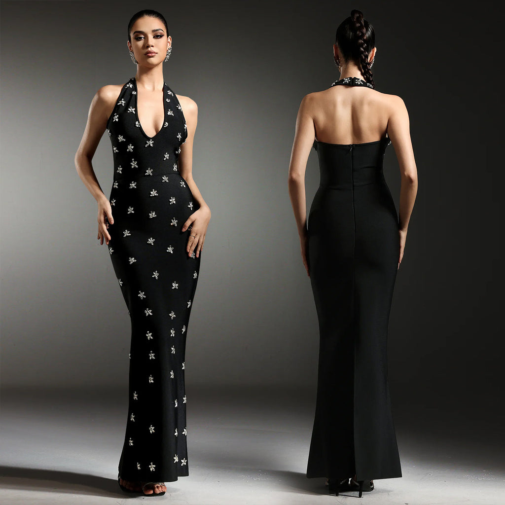 Elegant Backless Sequined Halter Neck Dress for Women Fashionable  Chic and Sophisticated Design