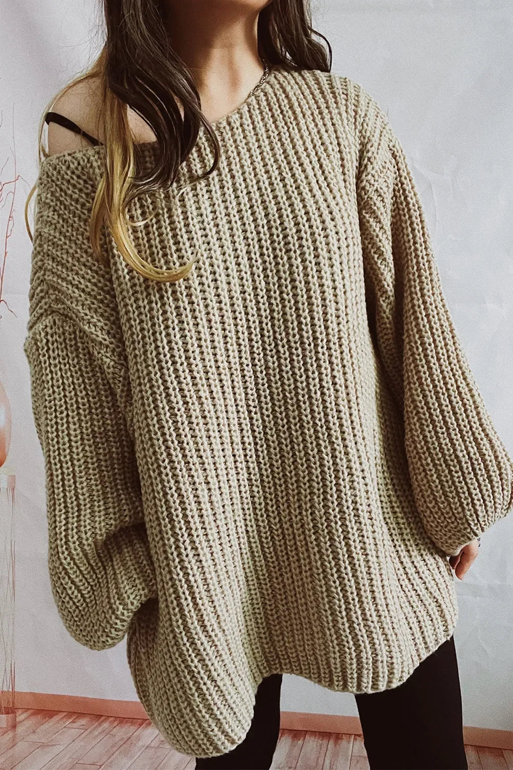 Boat Neck Dropped Shoulder Mini Sweater Dress - tif-shop24.de