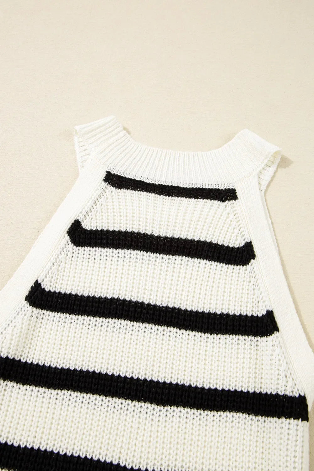 Contrast Striped Drawstring Detail Sleeveless Sweater Dress - tif-shop24.de