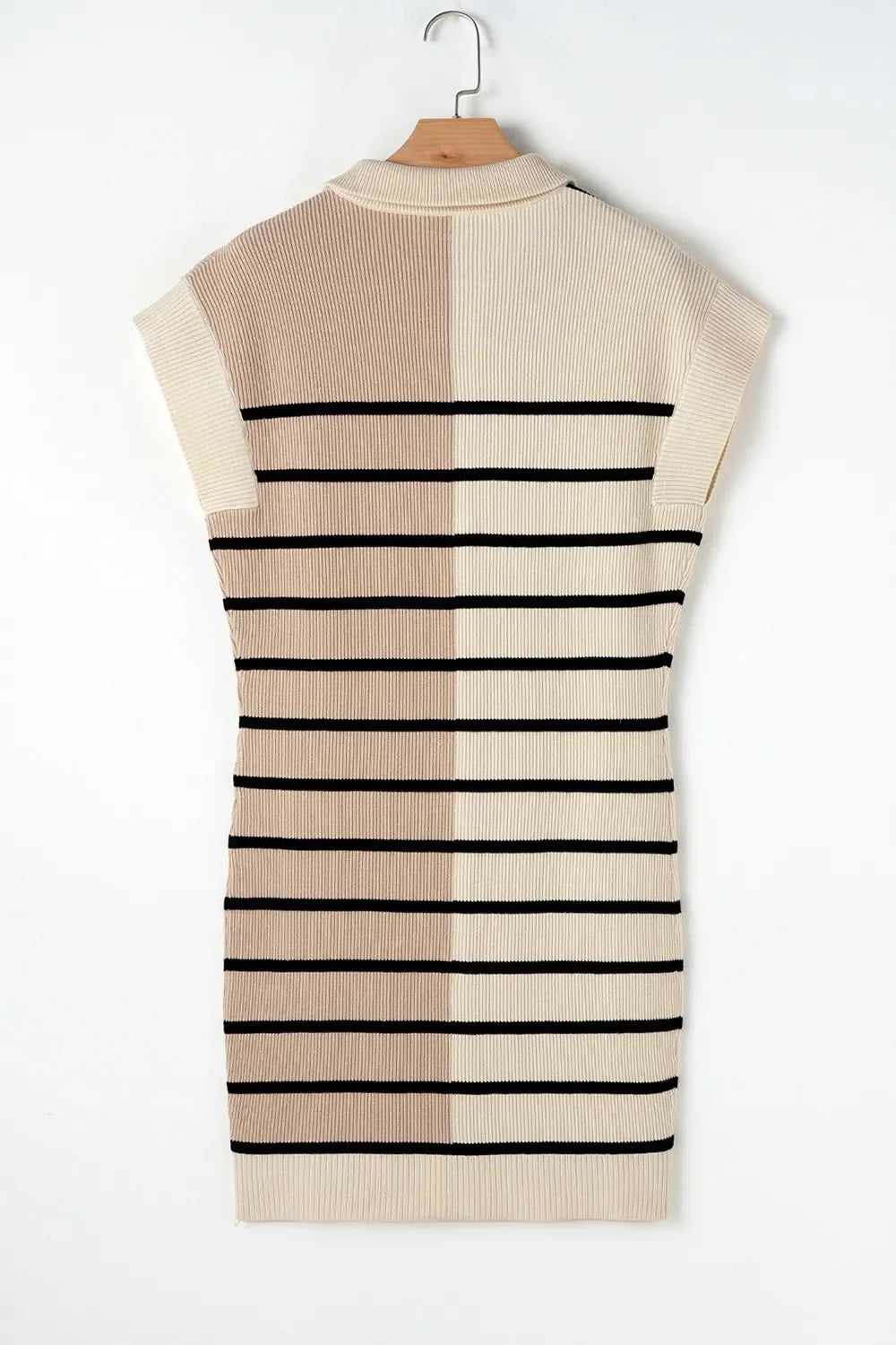 Striped Quarter Zip Cap Sleeve Sweater Dress - tif-shop24.de
