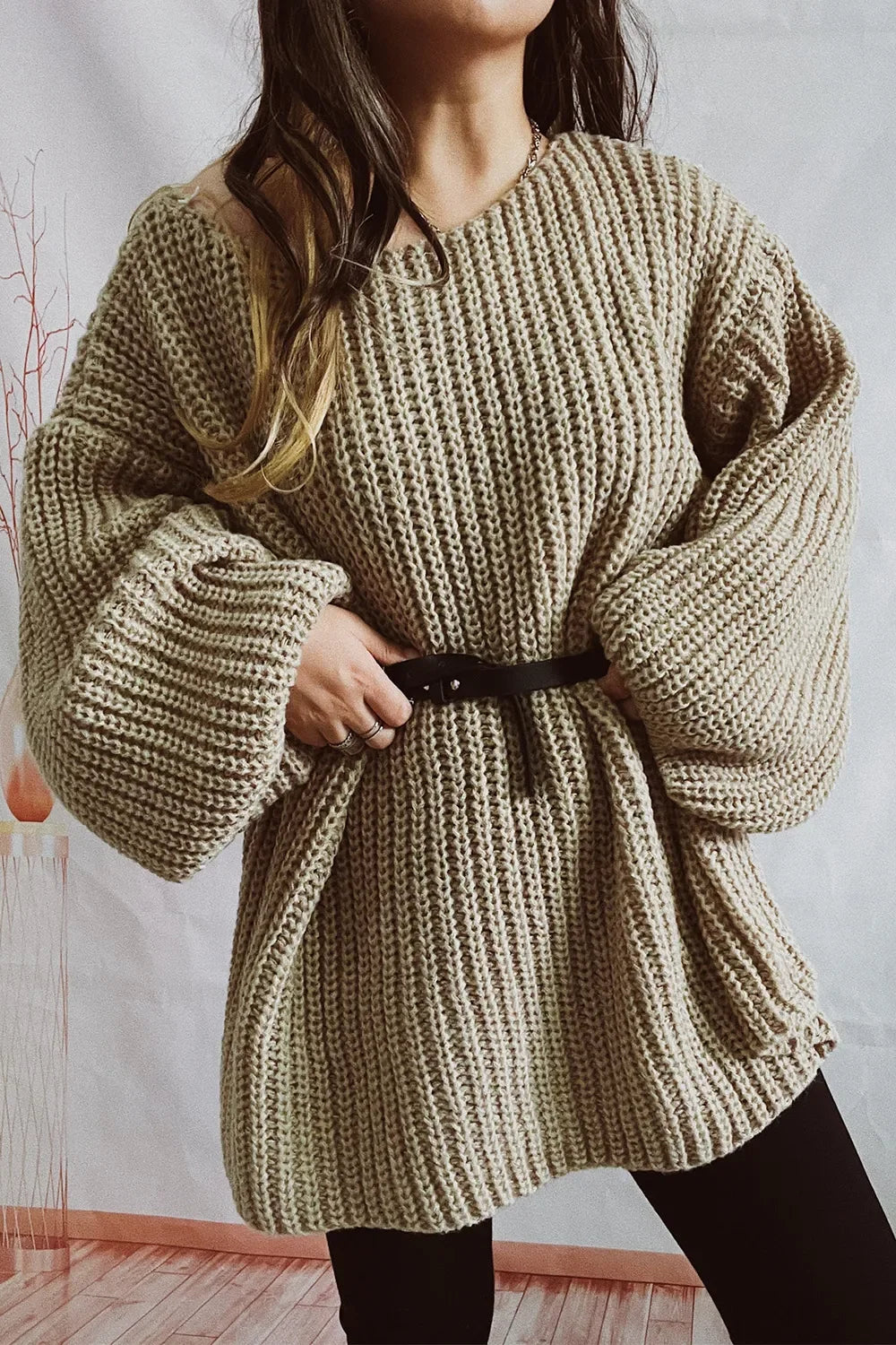 Boat Neck Dropped Shoulder Mini Sweater Dress - tif-shop24.de