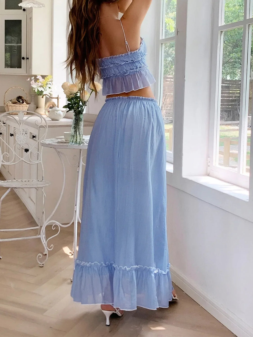 Frill Square Neck Cami and Skirt Set - tif-shop24.de