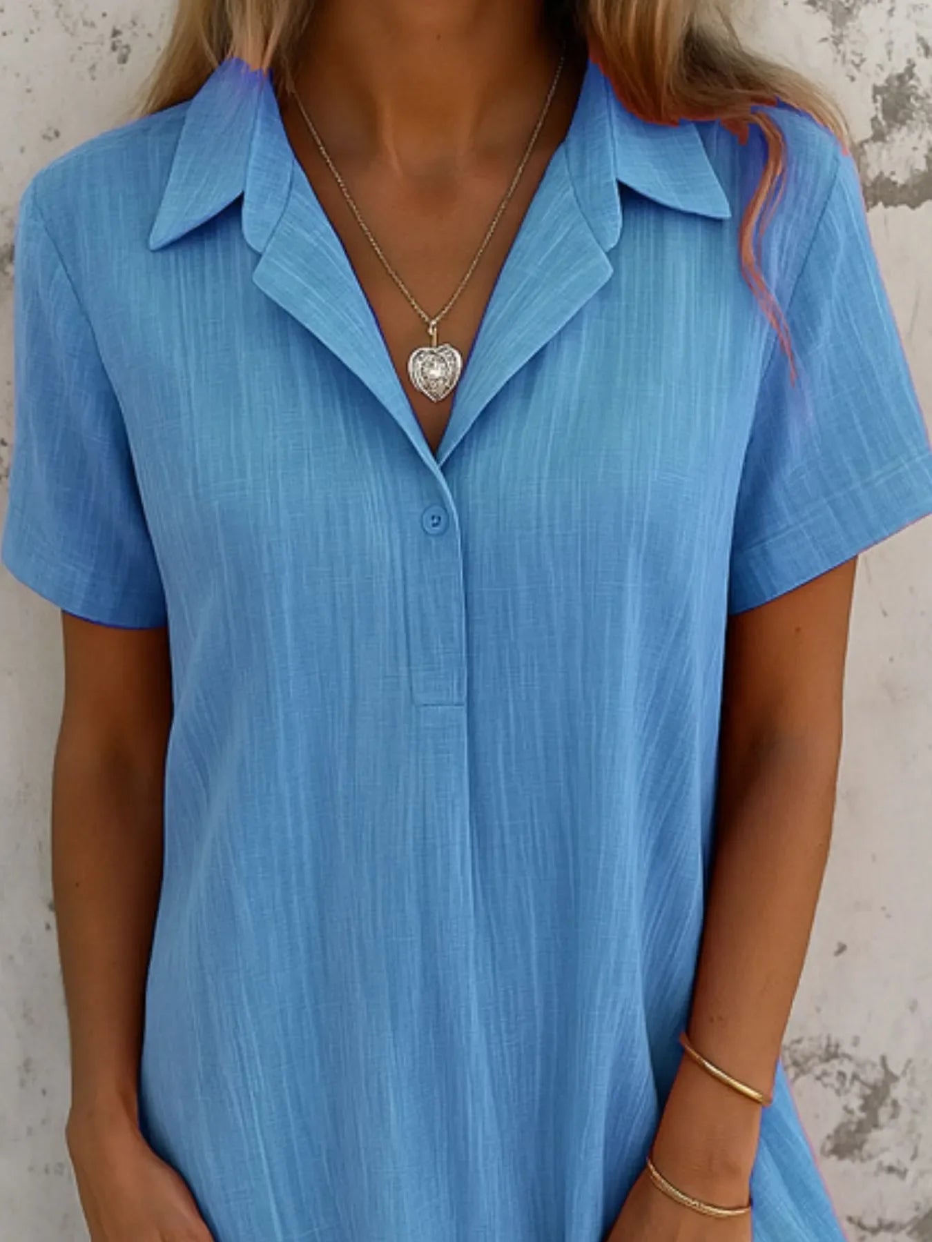 Full Size Short Sleeve Shirt Dress with Collar Plus Size - tif-shop24.de