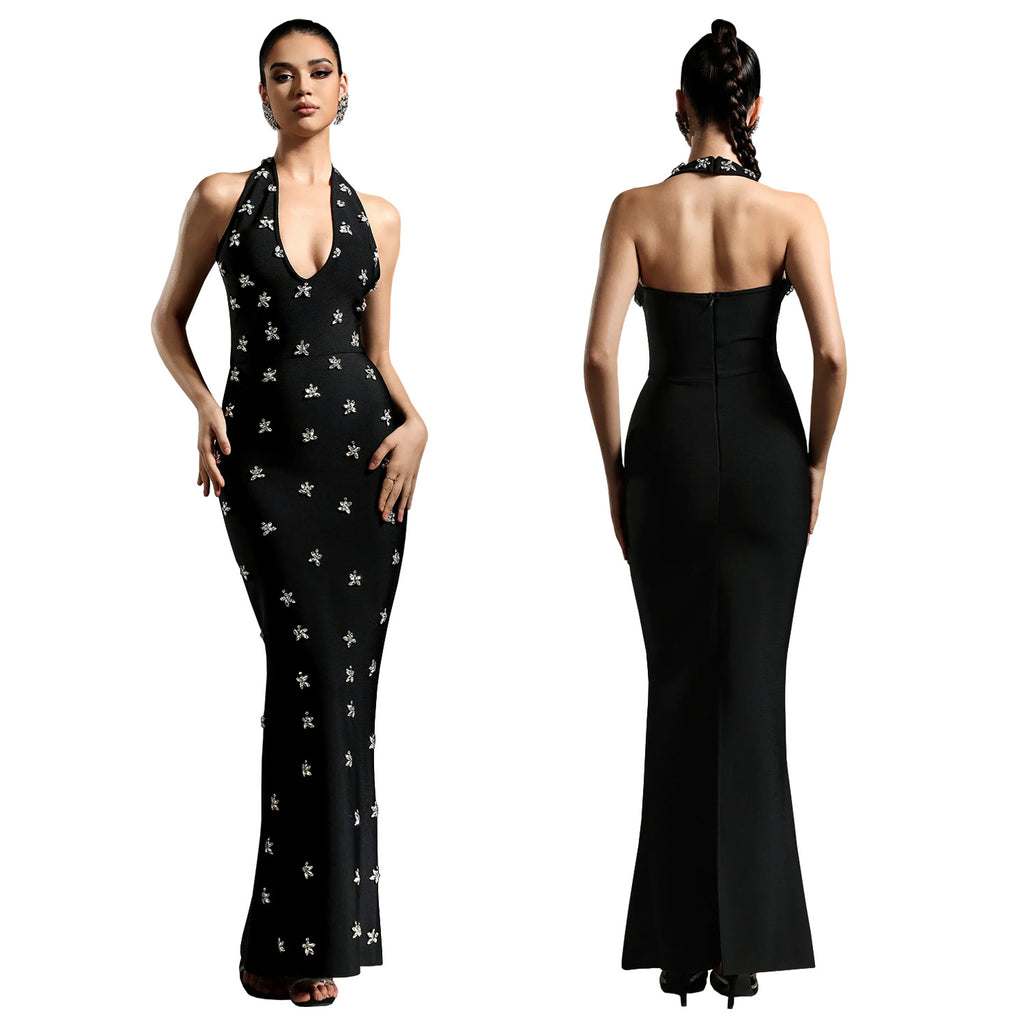 Elegant Backless Sequined Halter Neck Dress for Women Fashionable  Chic and Sophisticated Design