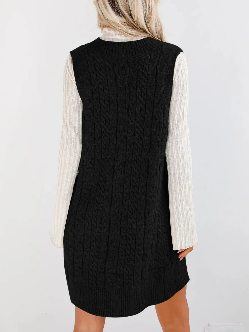 Lovelet Cable Knit V-Neck Mini Sweater Overall Dress - tif-shop24.de