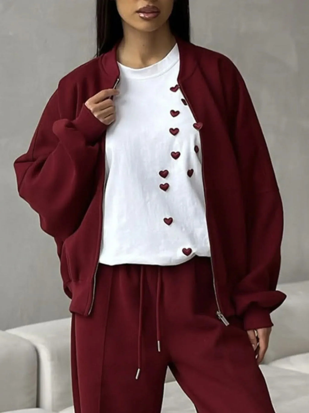 Plus Size Heart Round Neck Short Sleeve T-Shirt - tif-shop24.de