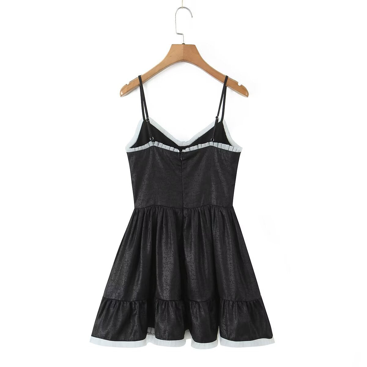 Lace embellished fluffy camisole dress