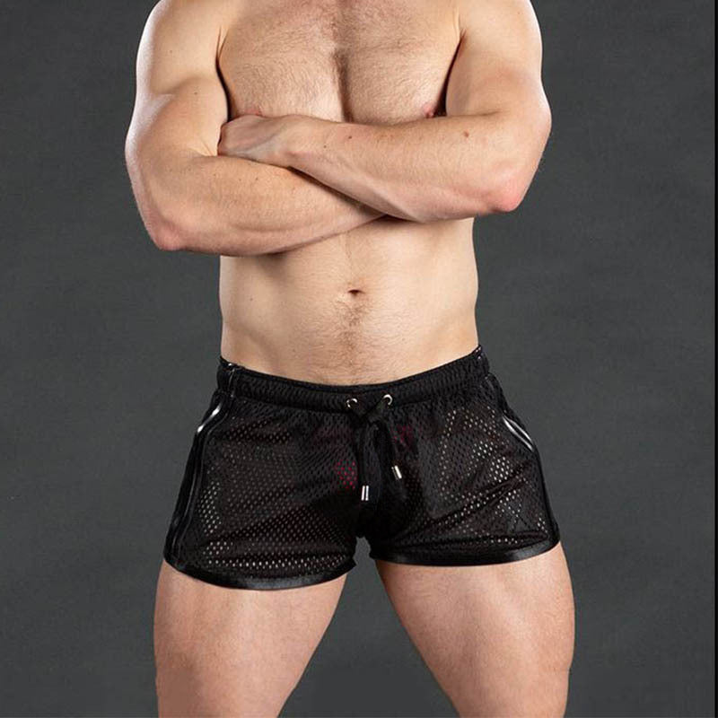 Fitness Fashion Mesh Muscle Training Shorts Men Quick-Dry Breathable Lightweight 3/4 Pants Beach Summer Style