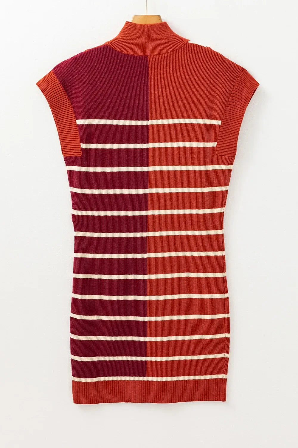 Striped Quarter Zip Cap Sleeve Sweater Dress - tif-shop24.de