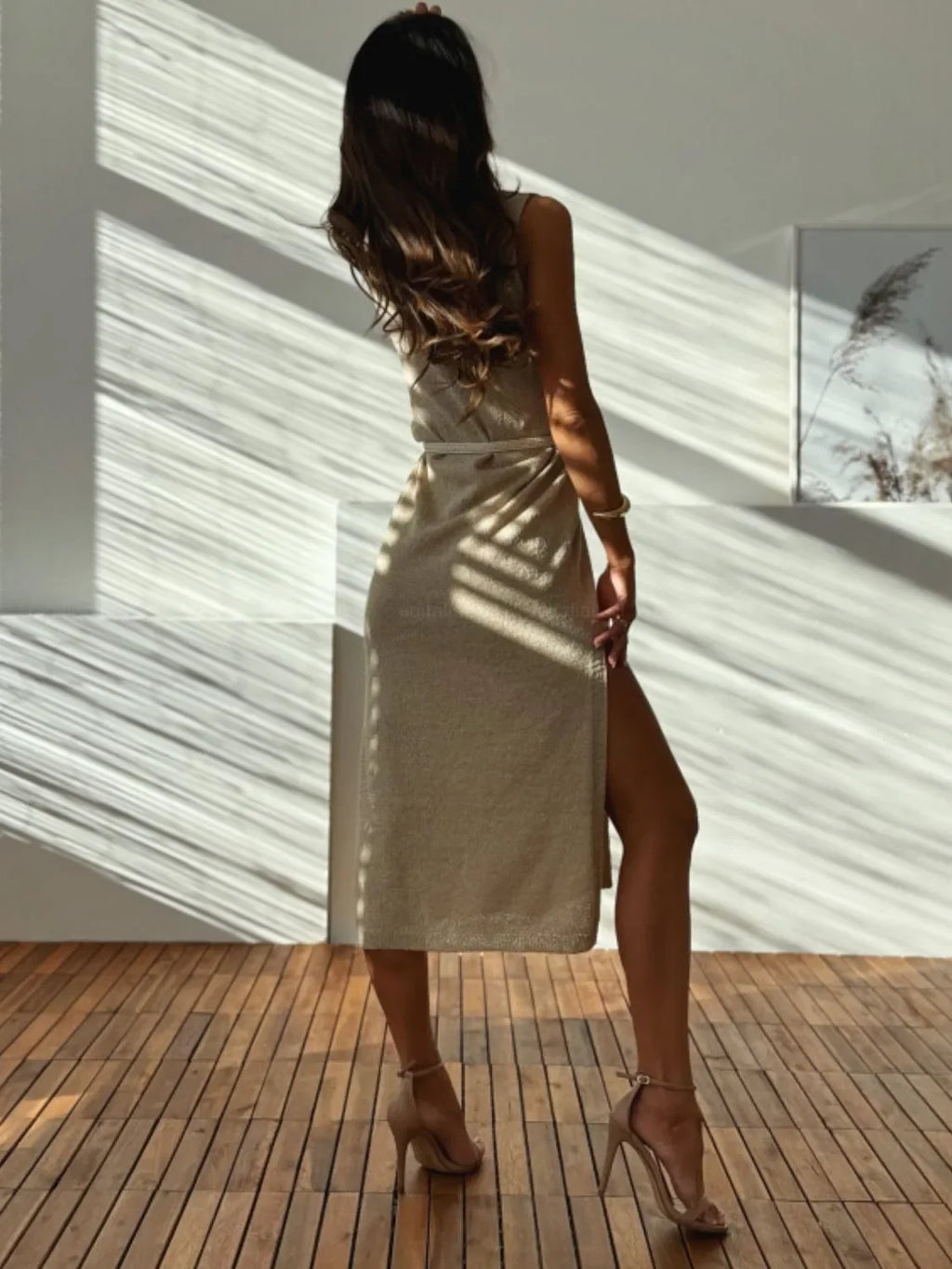 Slit V-Neck Sleeveless Sweater Dress - tif-shop24.de