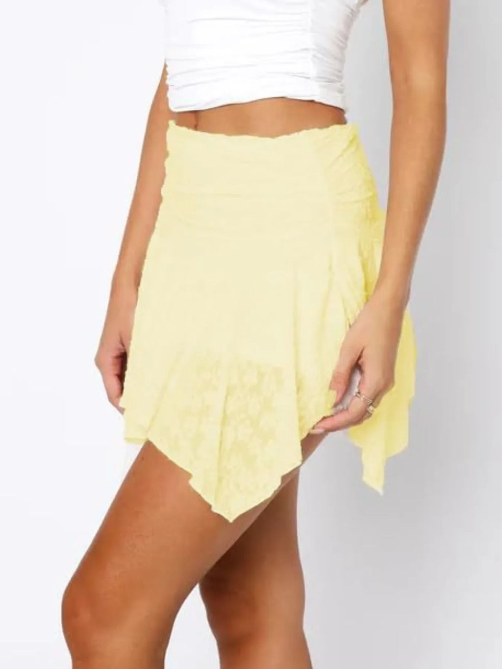 Asymmetric Hem Lace Ruffle Mini Skirt - tif-shop24.de