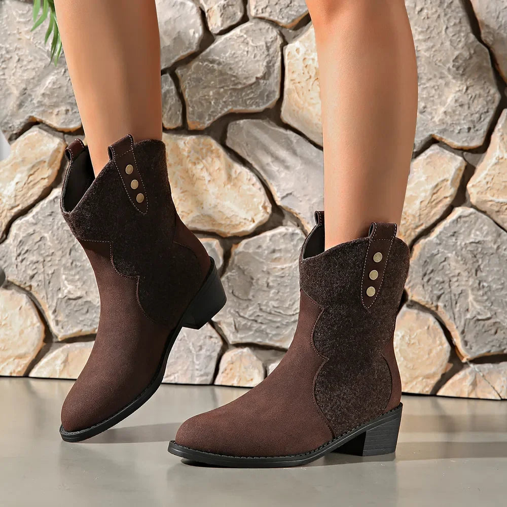 Suede Point Toe Block Heel Boots - tif-shop24.de