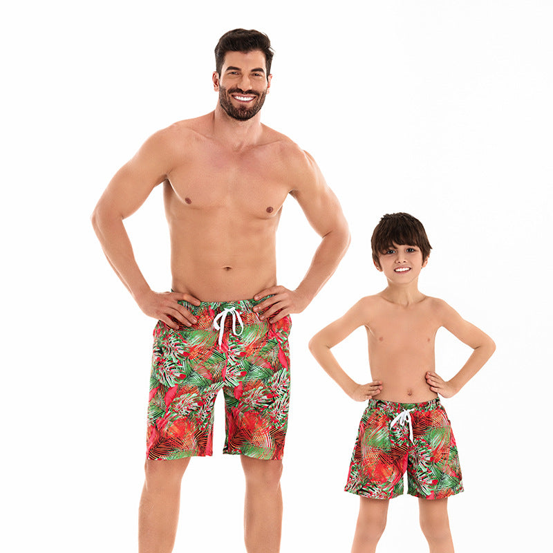 Family Matching Swimwear Set for Parents and Kids, New Style Bikini for Mom and Daughter, Swim Trunks for Dad and Son, Elastic Waist Swimming Suits for Brothers and Sisters