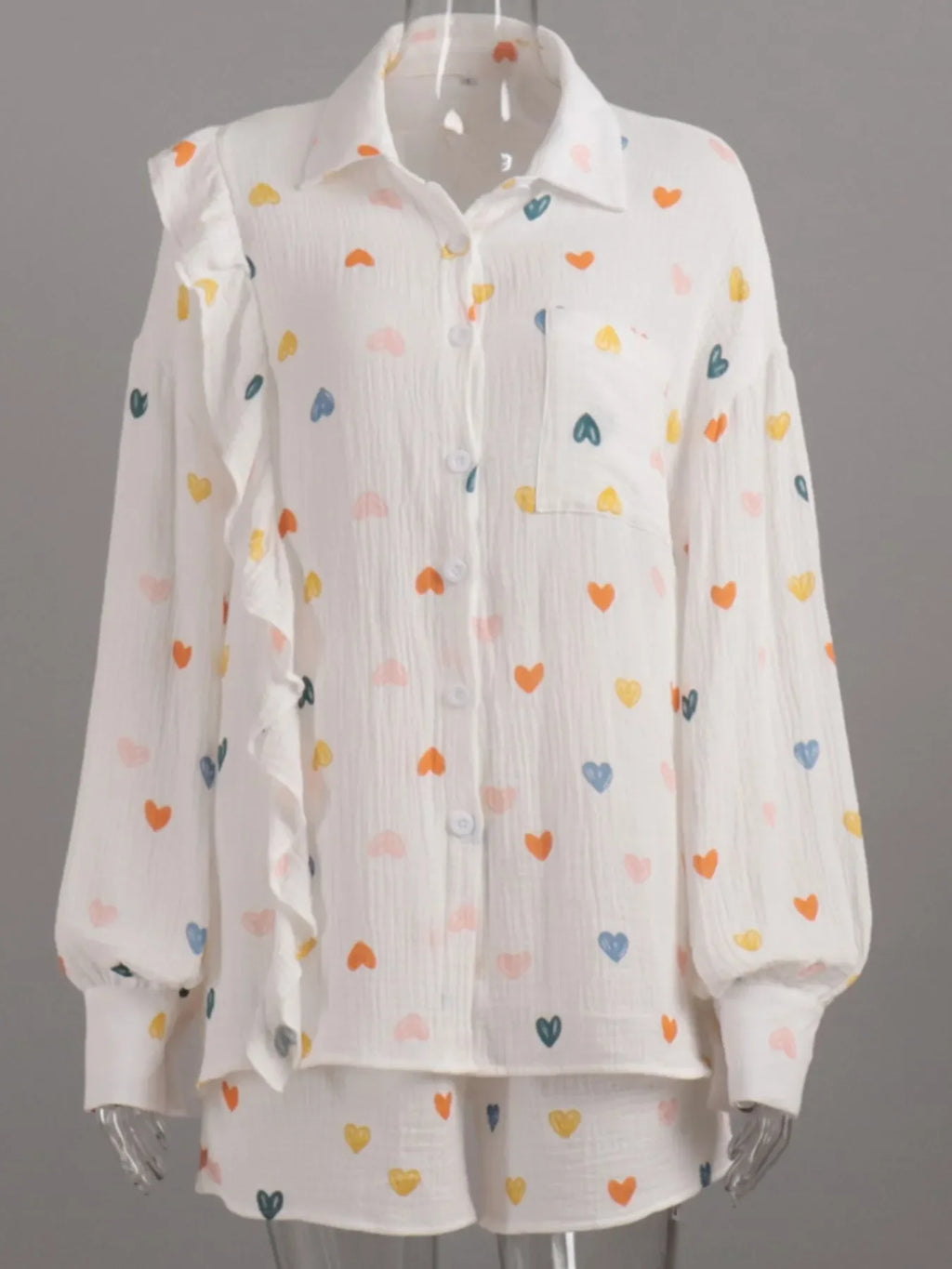 Colorful Heart Print Shirt and Shorts Set - tif-shop24.de