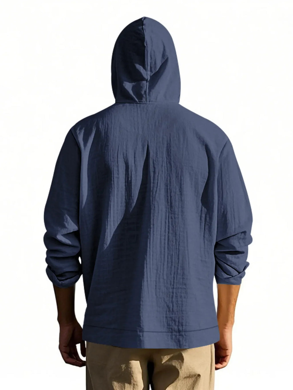 Men's Full Size Drawstring Button Up Hooded Top Plus Size - tif-shop24.de