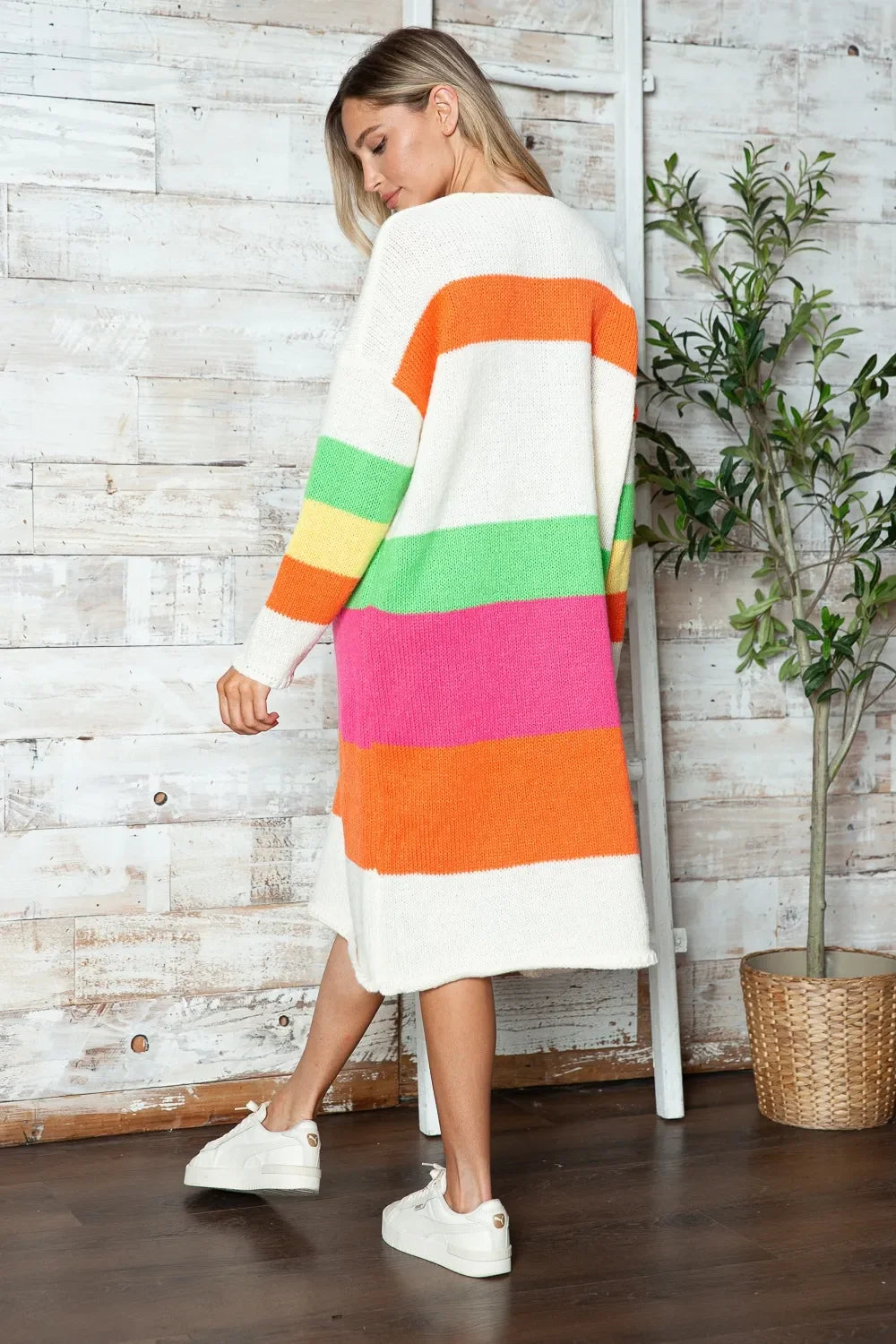 Color Block V-Neck Long Sleeve Sweater Dress - tif-shop24.de