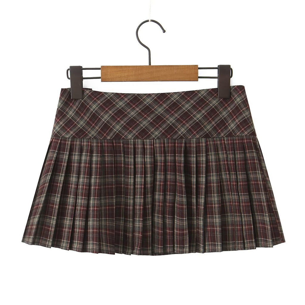 Versatile plaid high waisted skirt
