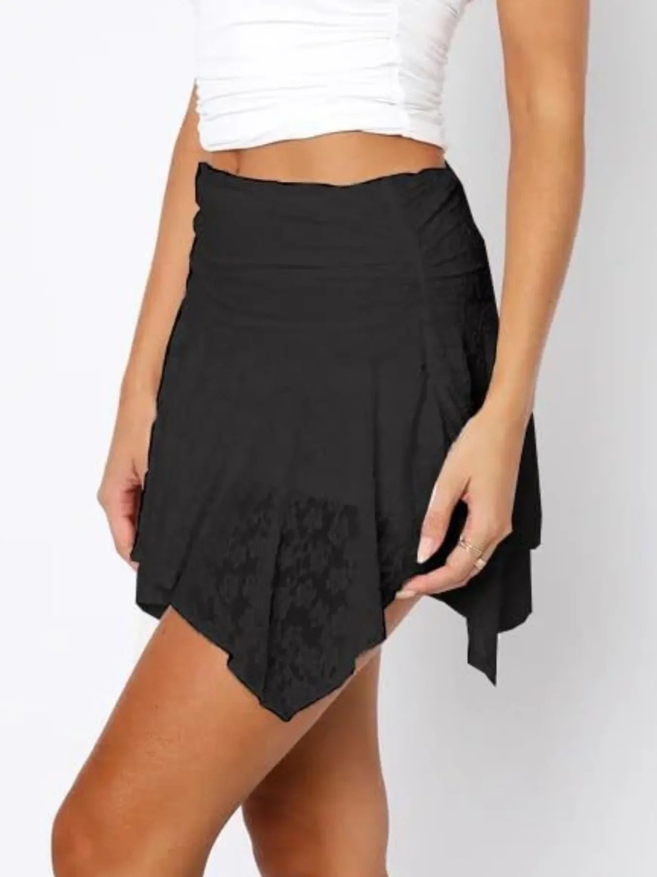Asymmetric Hem Lace Ruffle Mini Skirt - tif-shop24.de
