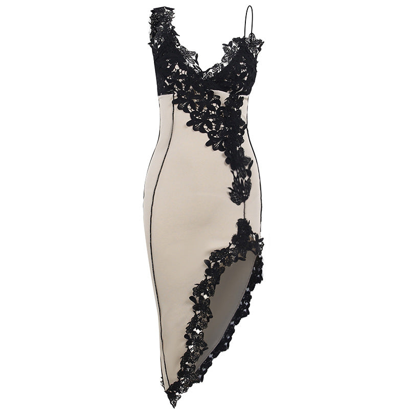Style Sexy Deep V Neck Strap Dress Fitted Bodice Backless Party Chic Bodycon Mini Dress