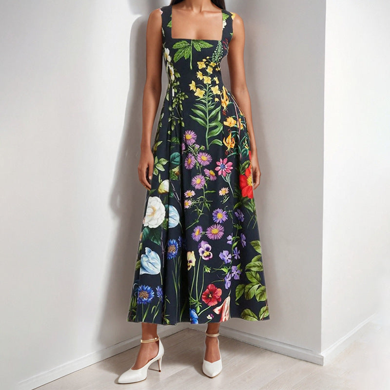 Sleeveless printed sexy casual dress