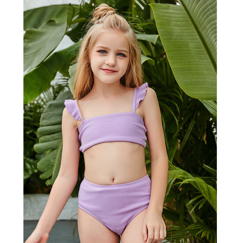 Children's Swimsuit New Girl Split Bikini Cute Small Fresh Solid Color