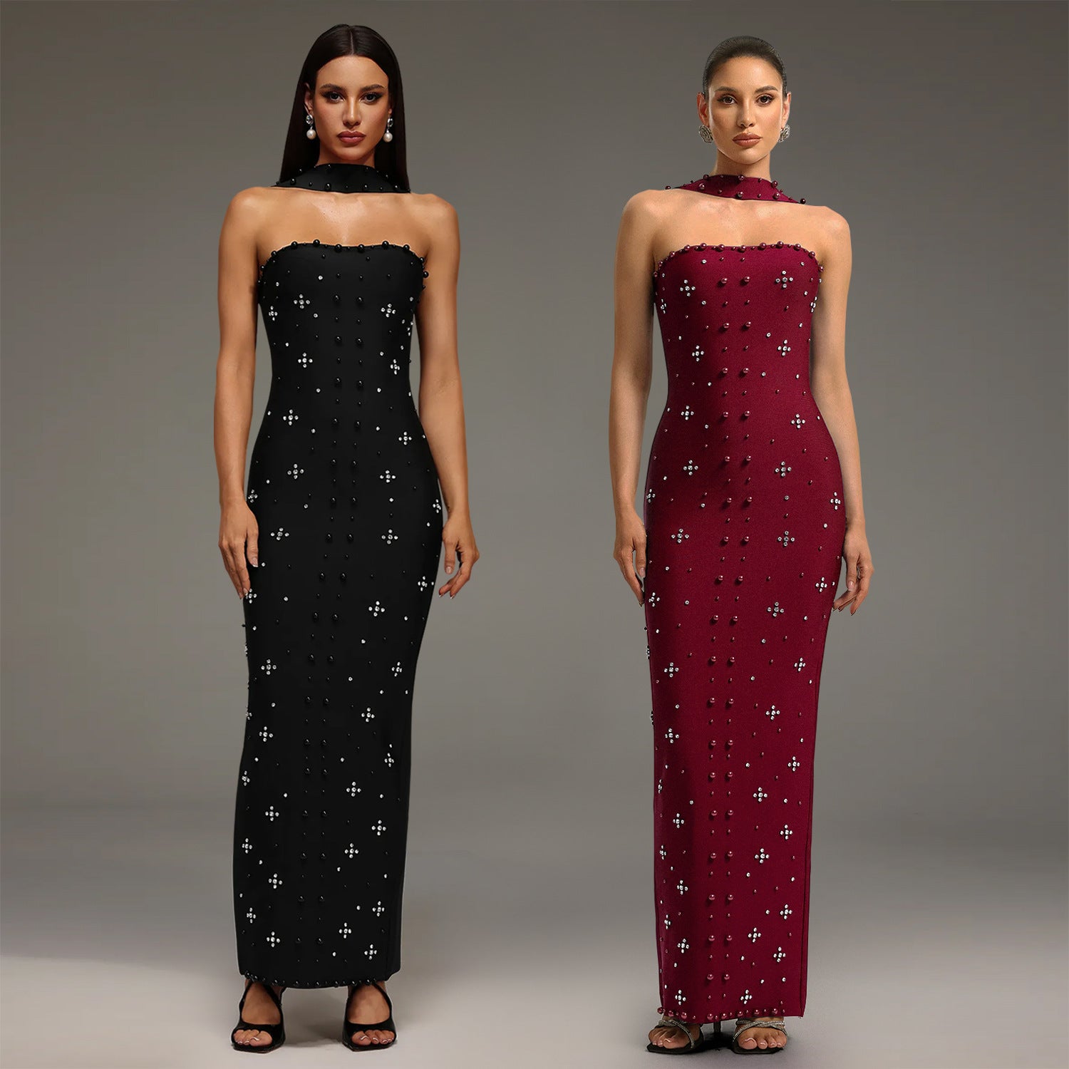 Elegant Embellished Bodycon Strapless Dress for Women