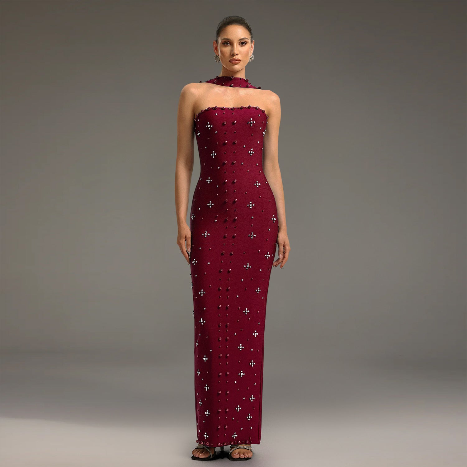 Elegant Embellished Bodycon Strapless Dress for Women